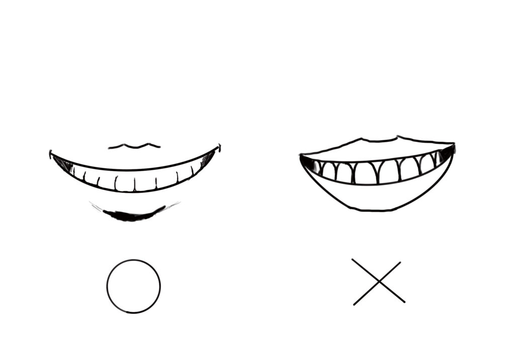 初學者自學畫畫第四步：臉總是畫歪嗎？你需要的是框架- 不要描繪牙齒的外框