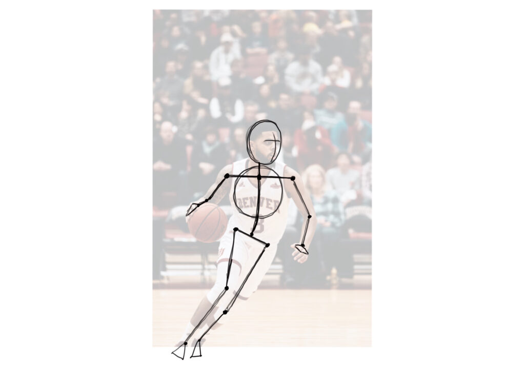 加上籃球員的四肢，用圓圈代表關節