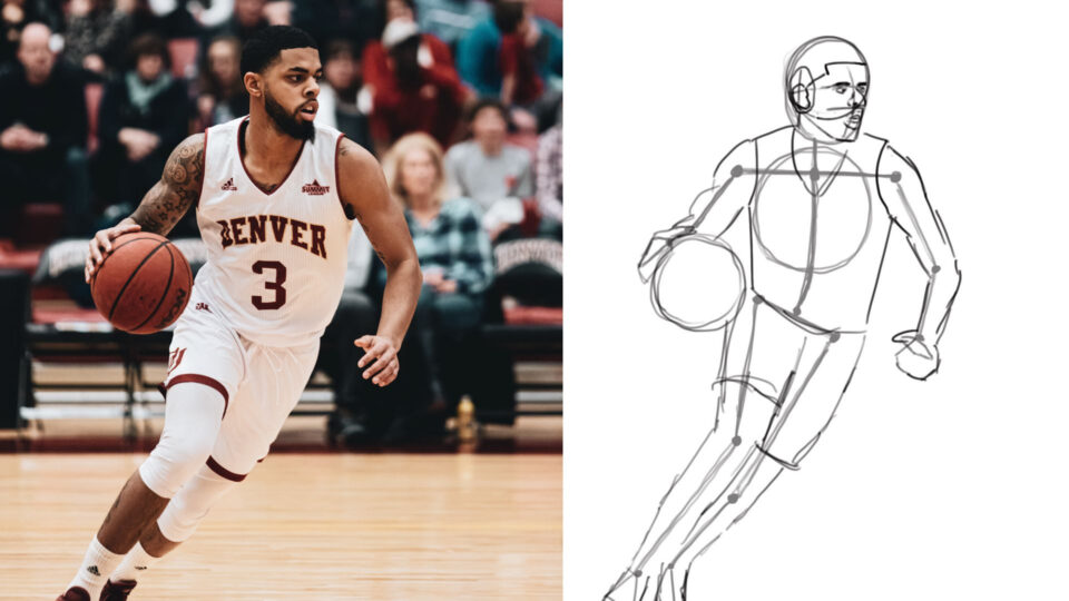 初學者自學畫畫（五）：簡單五步驟畫好人體姿勢，動作- 用線條畫籃球員動作