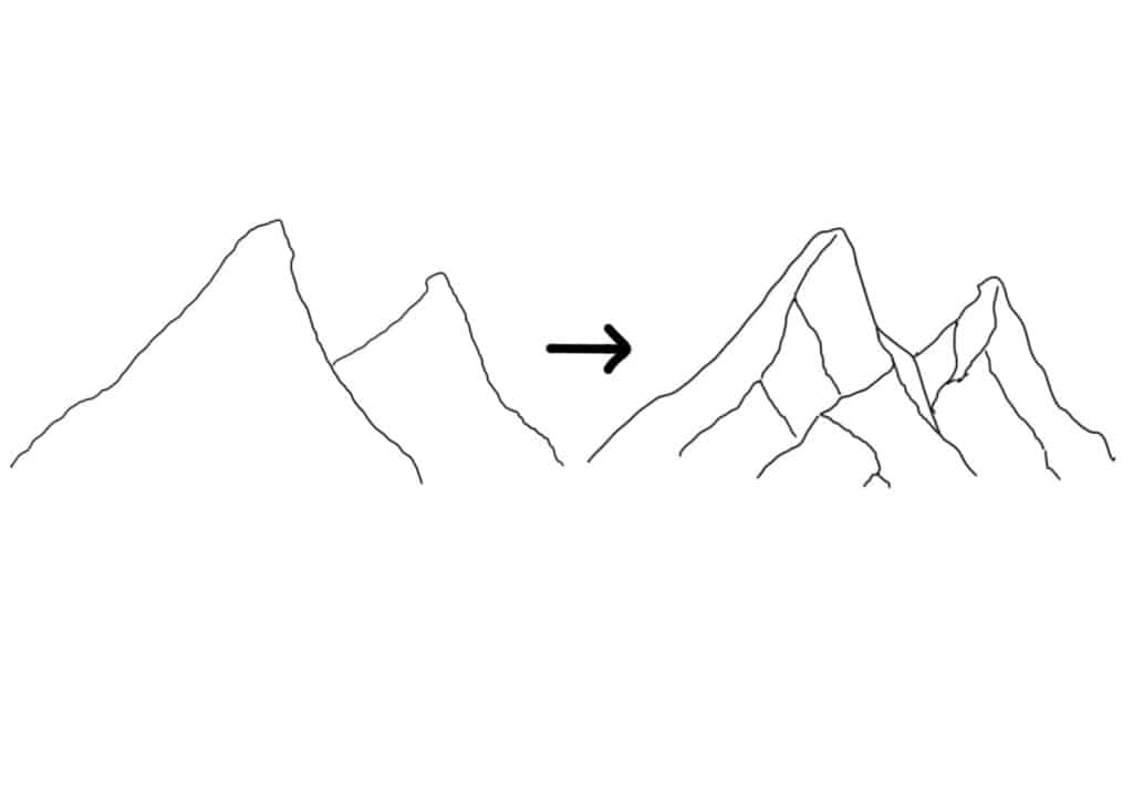 如何畫山？最簡單的3個步驟－畫三角錐與山脊