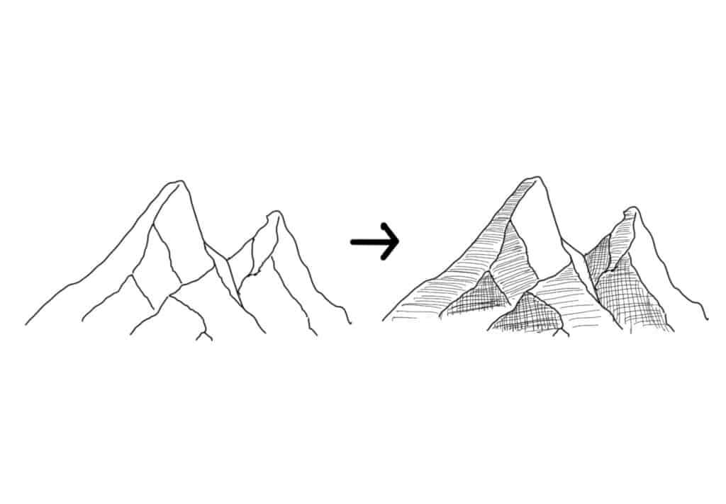 如何畫山？最簡單的3個步驟－標示光影