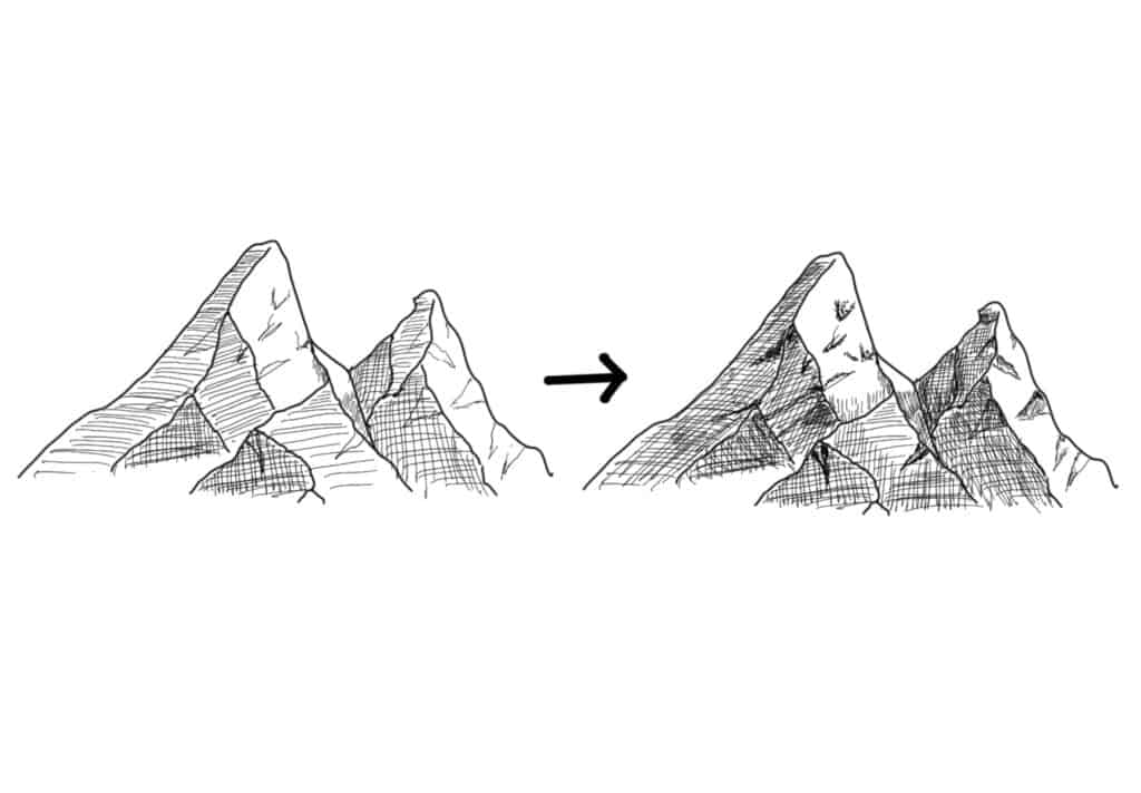 如何畫山？最簡單的3個步驟－加上細節