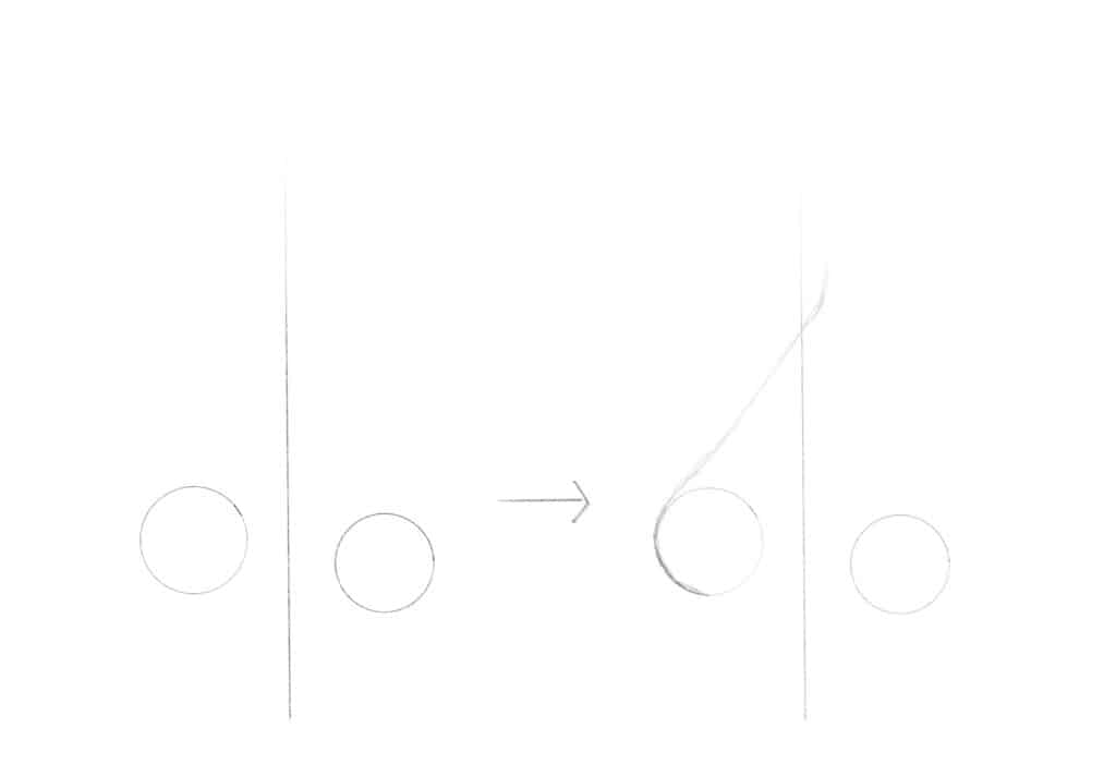 如何畫鼻子？最簡單又寫實的方法－畫出兩個圓形並加上垂直的輔助線