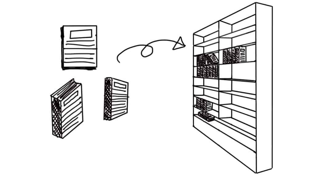 自學畫畫第二步：３個練習教你畫出任何東西 - 將書本放入書架，彼此要互相平行