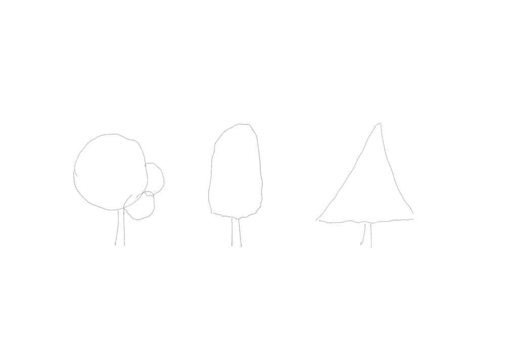 如何畫樹木？讓樹看起來自然的3個步驟－三角形、圓型