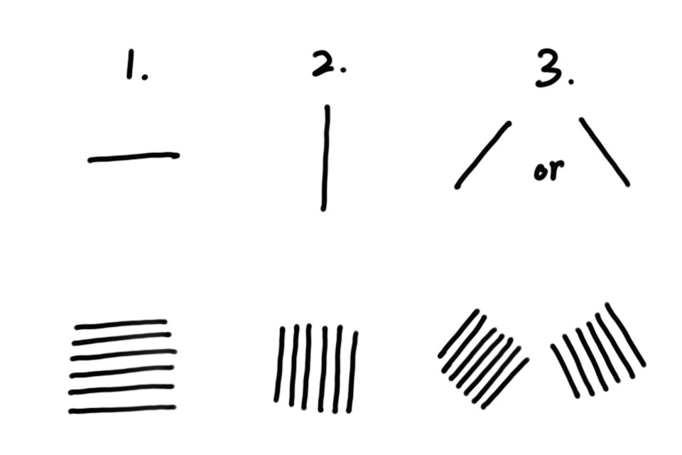用線條畫陰影：交叉排線法的5個技巧Crosshatching- 水平線、垂直線、對角線