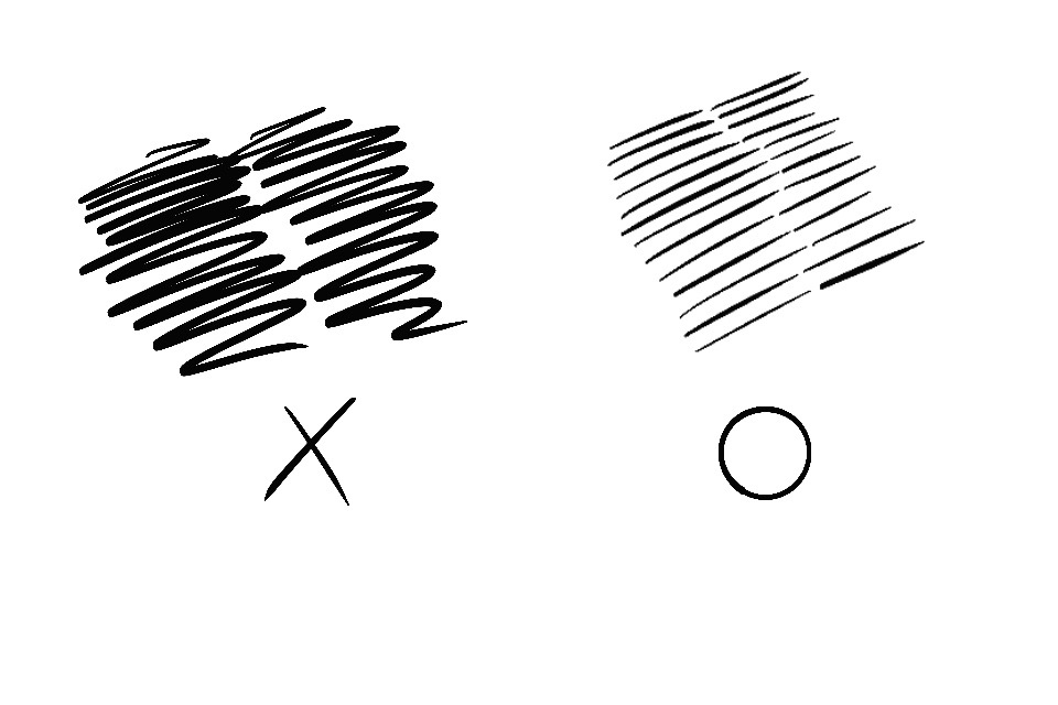 用線條畫畫：5個建議和手把手教學「交叉排線法」- 不要來回畫，要一條到底